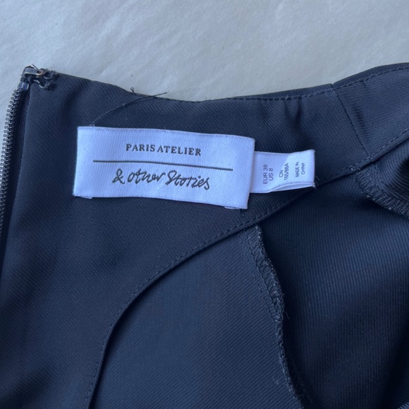 And Other Stories High Neck Black Polyester Scuba A-line Casual Shortsleev Dress - Picture 11 of 14